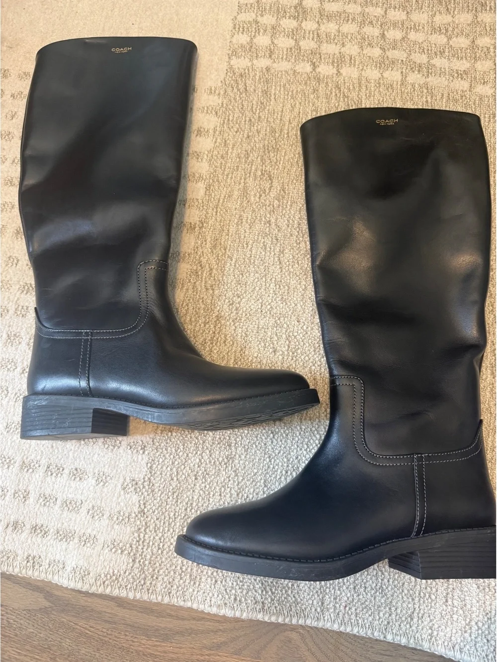 Coach Park Knee High Black Leather Boots Size 7.5